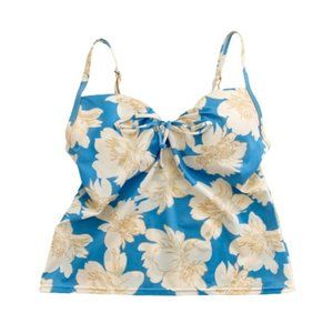 Victoria’s Secret Forever Sexy Blue Cream Gold Floral Tankini Top Size 34C